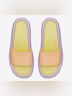 Tory Burch Bubble Jelly Slide Sandals in Peach/Citron